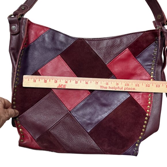 The Sak Women Silverlake Hobo Shoulder Bag  Patchwork Leather Cabernet Burgundy - Picture 9 of 10